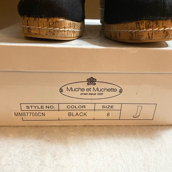 Black cotton knee length boots-size 8 - Picture 3 of 4